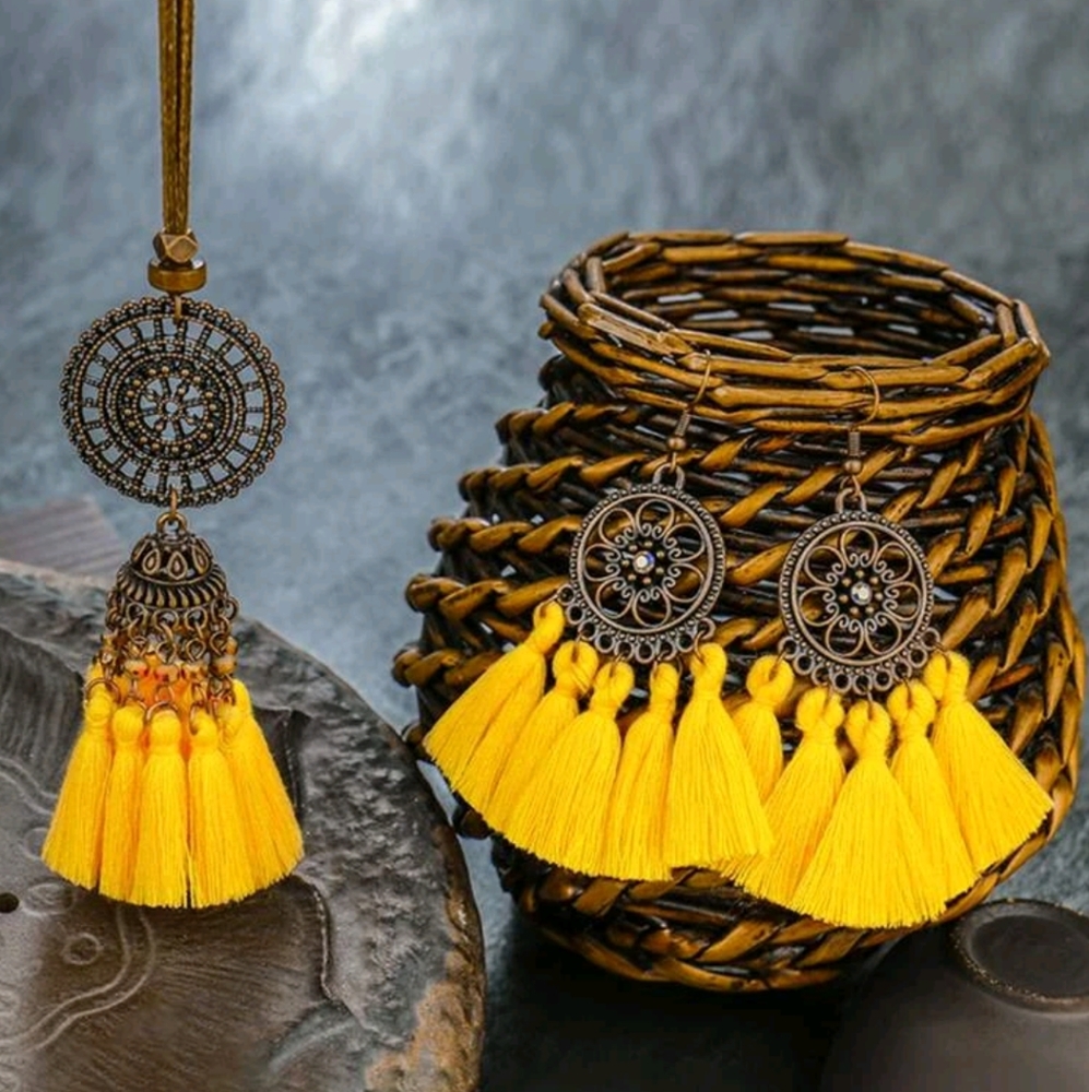 Boho Tassel Necklace & Earrings
